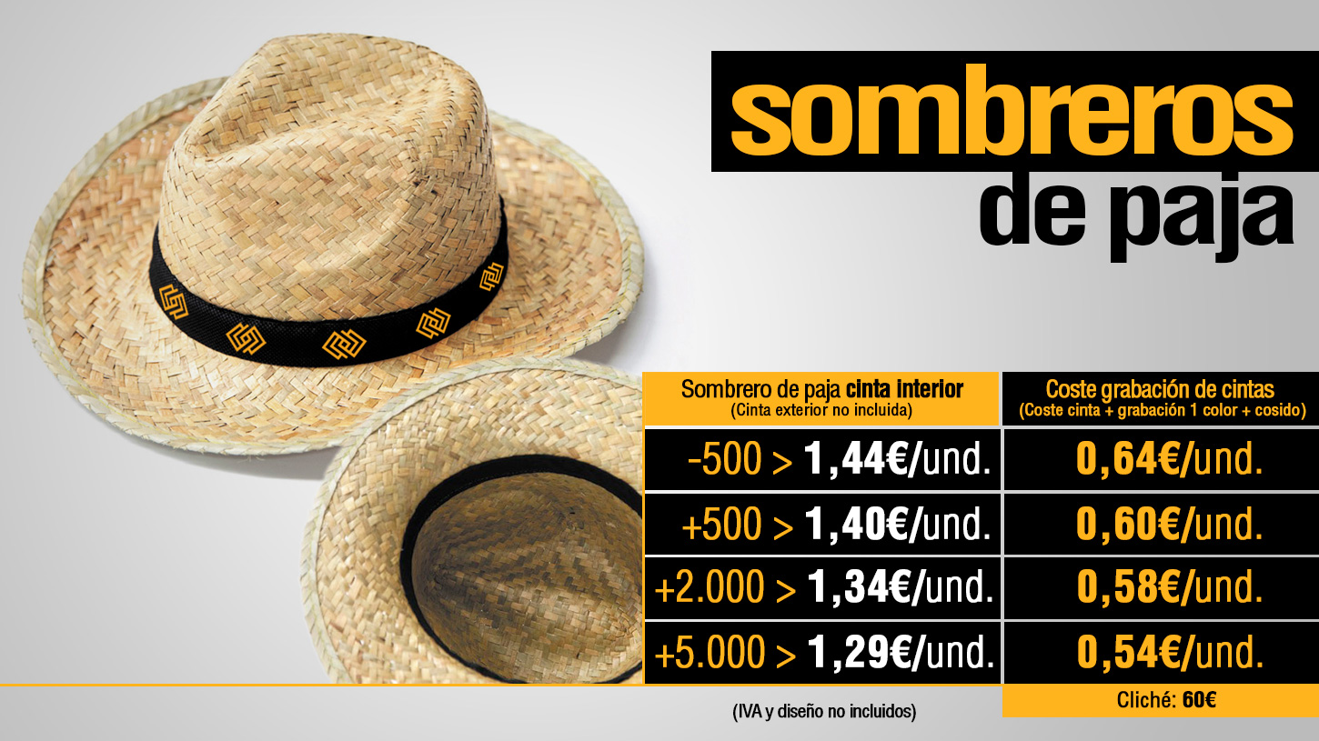 Oferta de sombreros de paja para regalo corporativo.