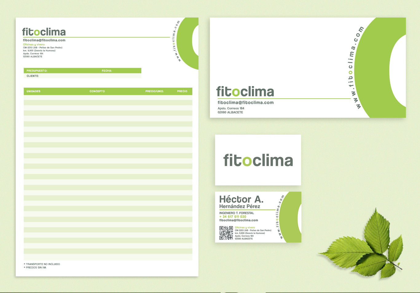 Diseño Gráfico, Branding, identidad corporativa, papelería corporativa Fitoclima