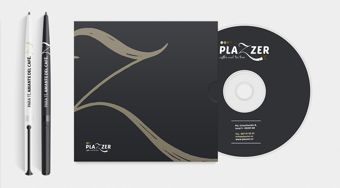 Branding, diseño grafico Albacete, merchandising de Plazzer coffe and tea