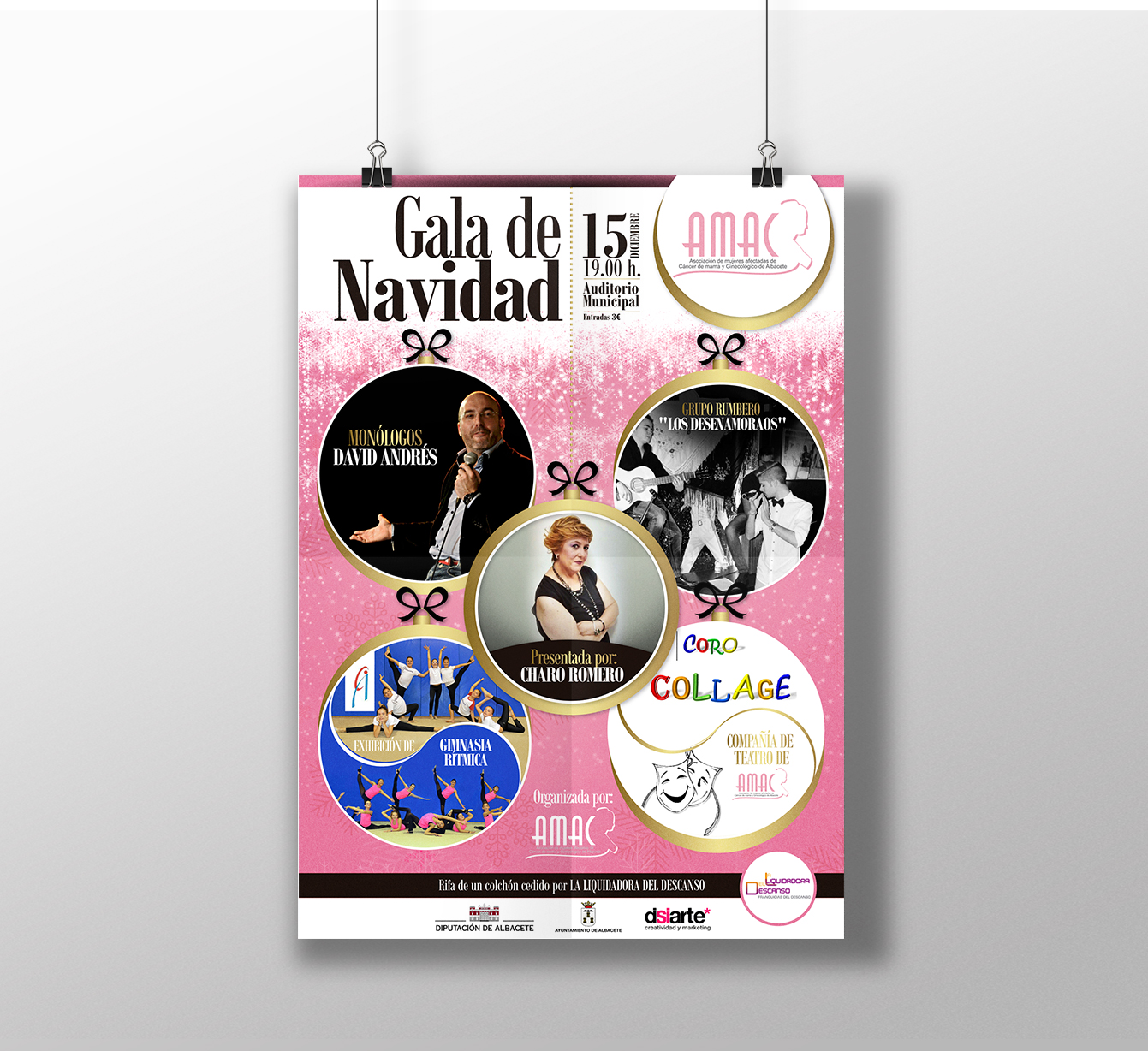 Diseño gráfico, diseño grafico Albacete, diseño de carteles y diseño de carteles gala de navidad AMAC