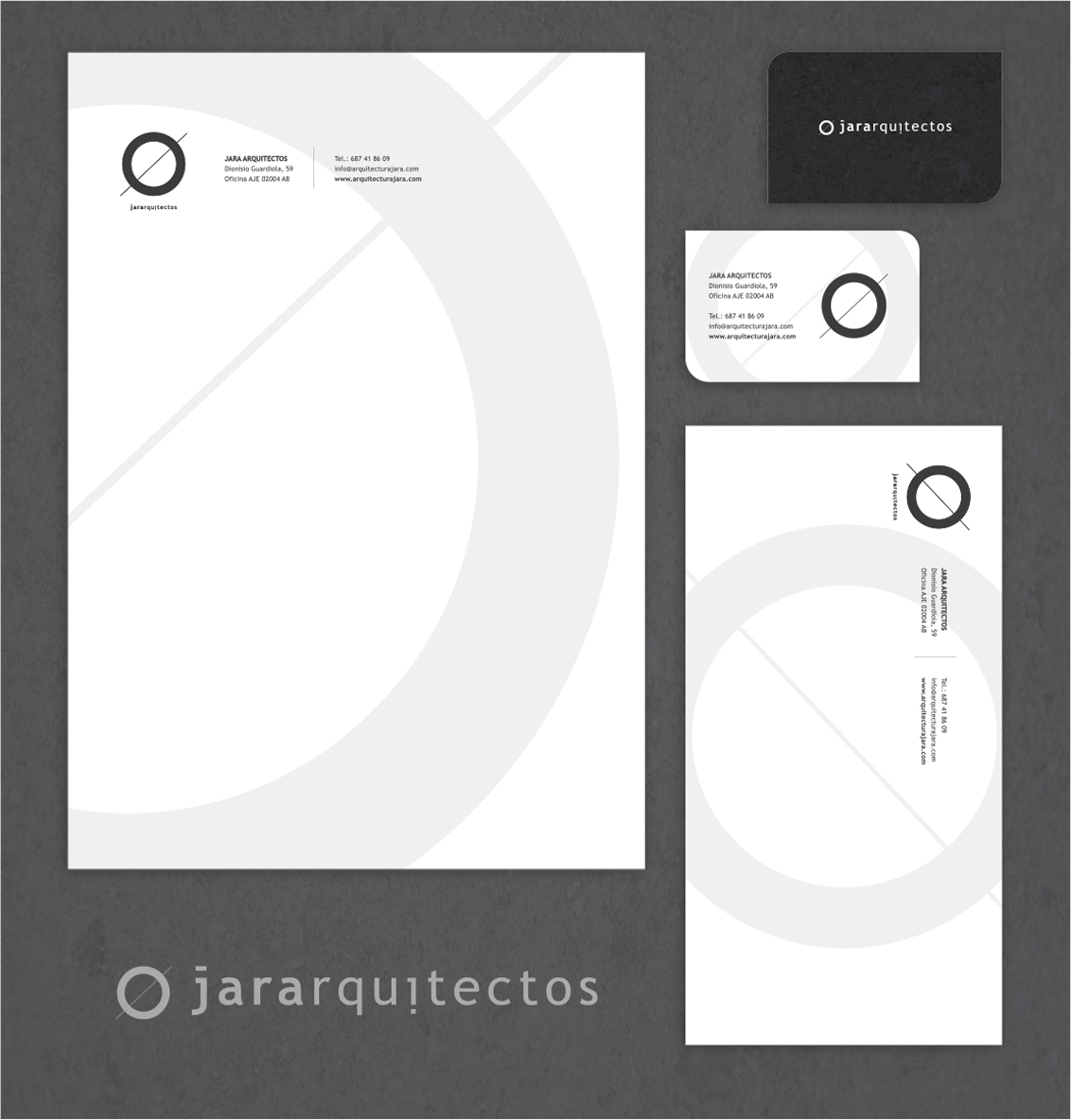 Diseño papelería corporativa Jara Arquitectos