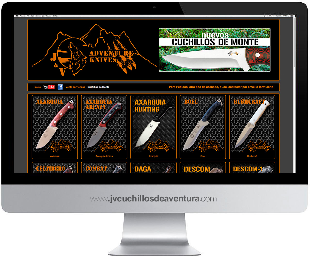 Diseño y programación página web J&V Cuchillos de Aventura