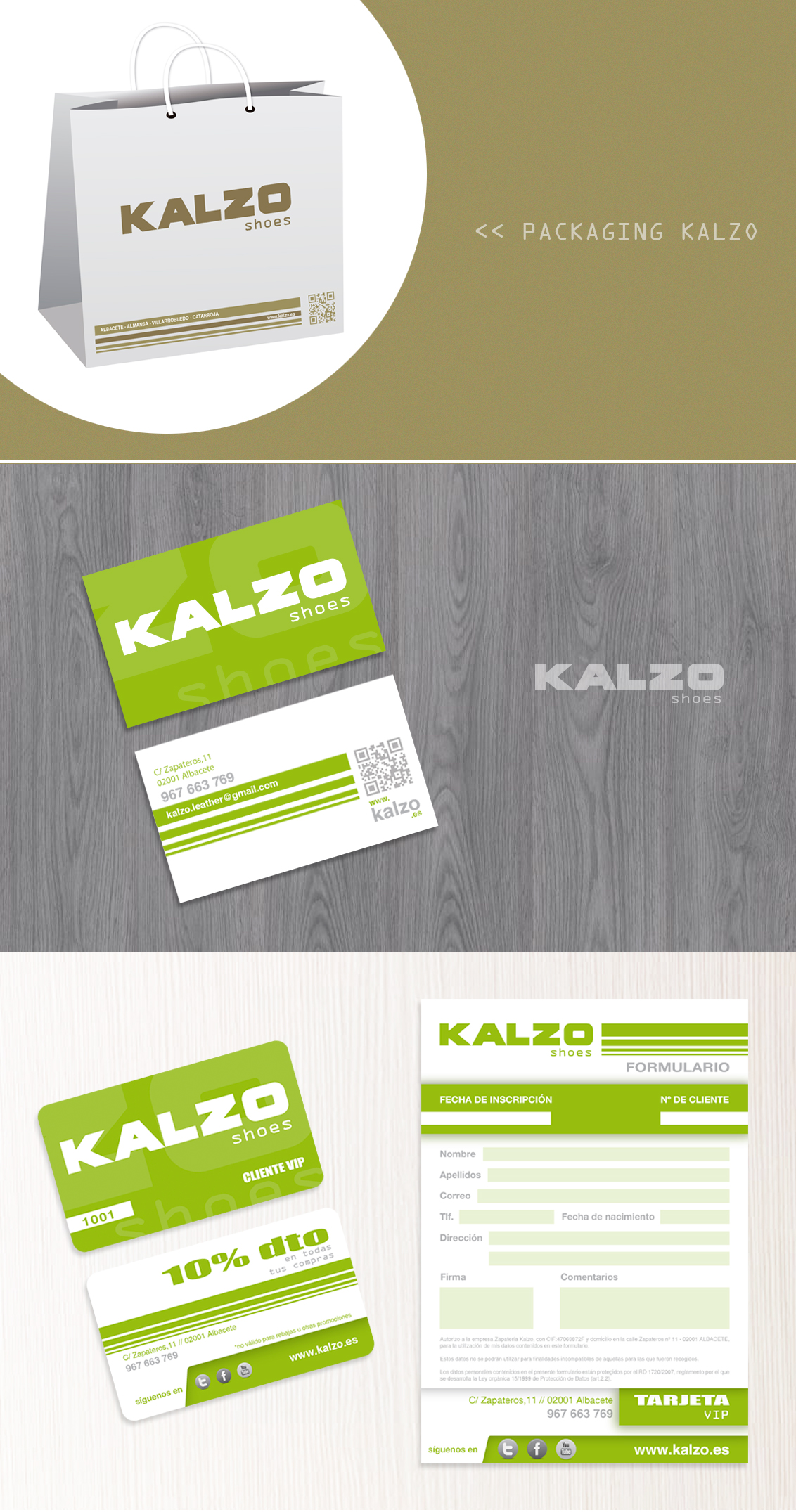 Diseño gráfico, diseño grafico Albacete e imprenta de papelería comercial y packaging de zapaterias Kalzo