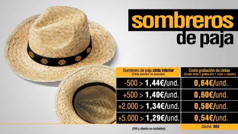 Oferta de sombreros de paja para regalo corporativo.